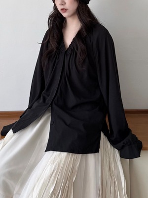 Front button loose drape shirt [T2809]
