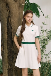 GOXO ゴーエックスオー スマイルハートカラージップアップワンピース ホワイト