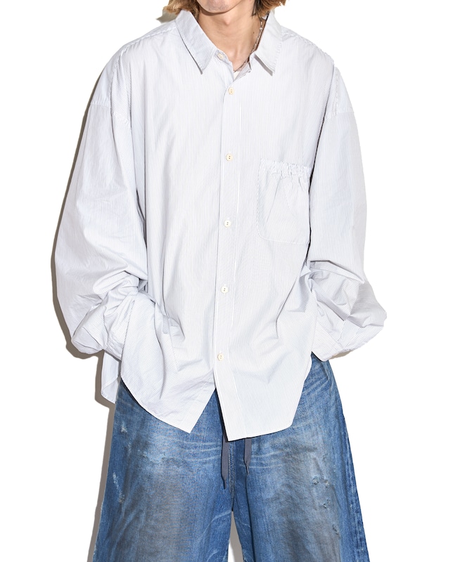 refomed "WRIST PATCH WIDE SHIRT〔STRIPE〕"