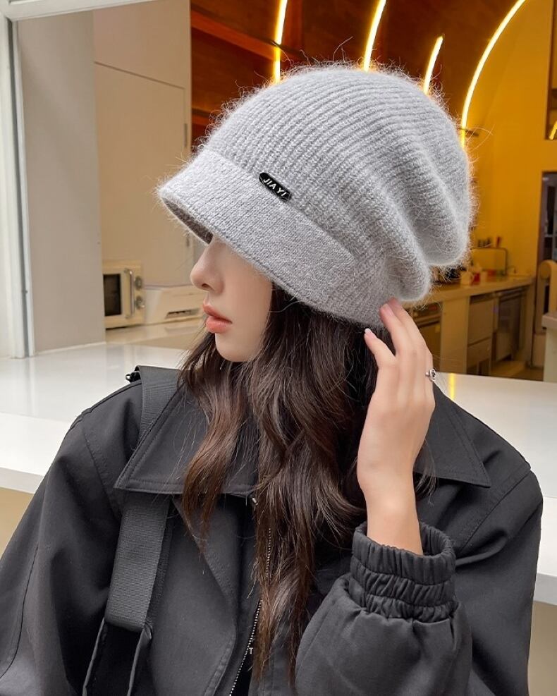 ニット帽 レディース ファッション 帽子 かわいい おしゃれ 暖かい ゆったり ハット ビーニー ブラック オレンジ LPAOMKL ガールニット帽子暖かいペインターハットソリッドファッション