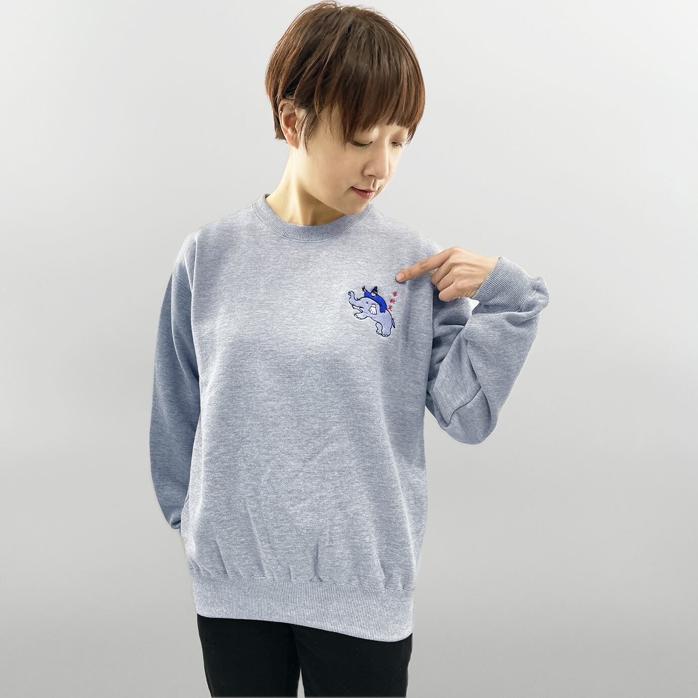 帝釈天 仏像 トレーナー (刺繍) ヘザーグレー 10.0oz | BOSATSU BRAND