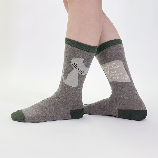 【JIN KITAMURA】北村人 SOCKS ソックス 首を傾げるグレーの猫