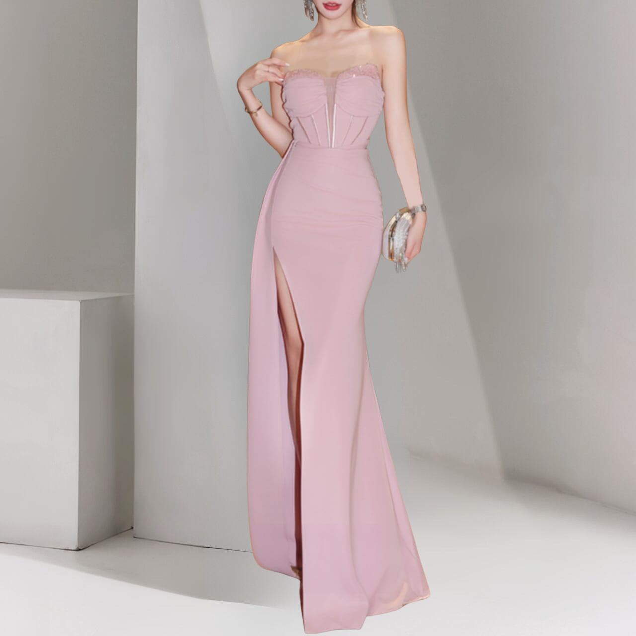 mermaid silhouette long dress 00153