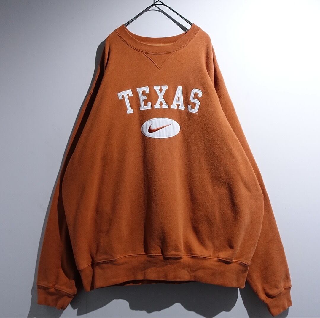 90s "NIKE" Orange TEXAS & Swoosh Logo Design Embroidered Sweat