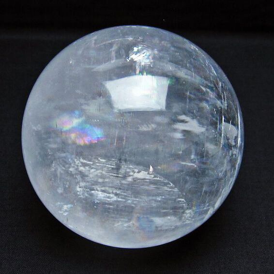 カルサイト 丸玉 虹入り 88mm ホワイトカルサイト スフィア 一点物 151-4981