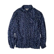 ZADIG ザディグ ハートデザイン 総柄 長袖レーヨンブラウス XS/ネイビー/レトロ