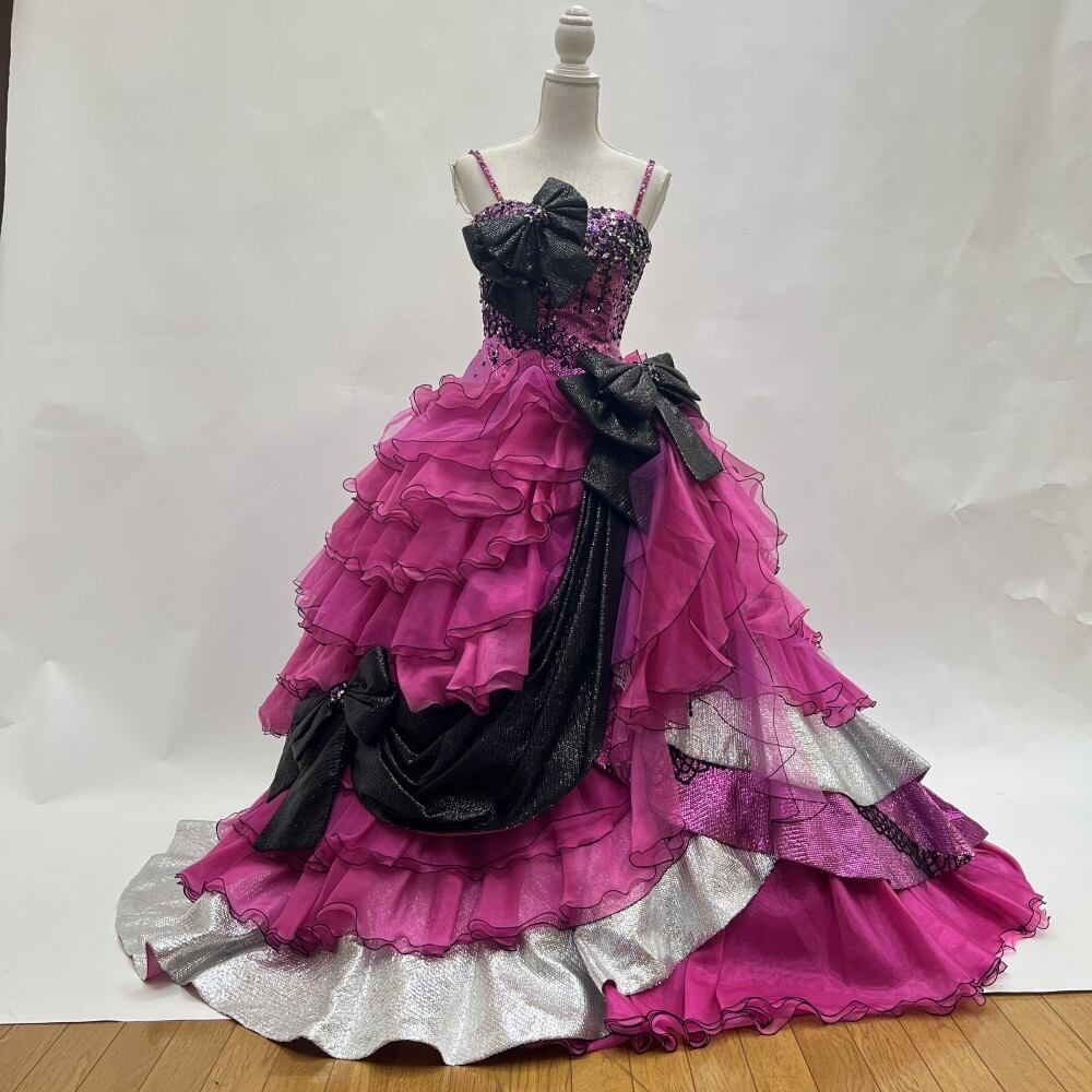 中古 カラードレス プリンセス ピンク フリーサイズ C-370