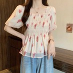 花柄 シフォントップス G10CT0057