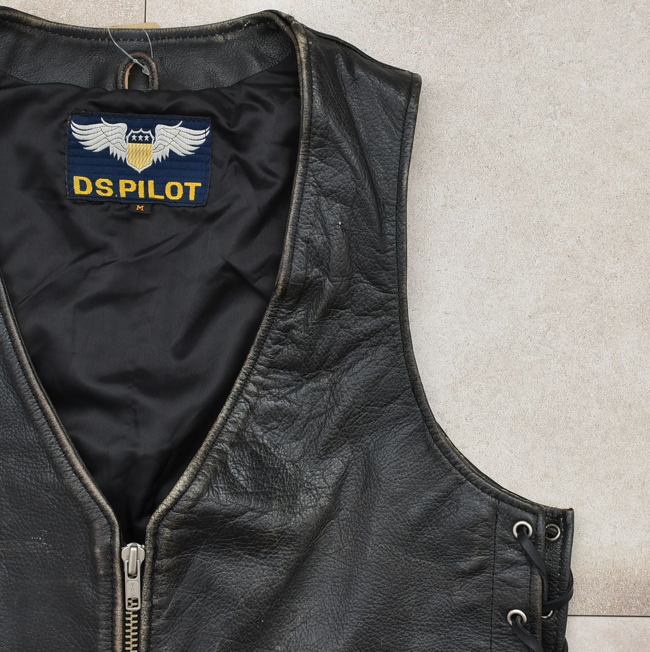 90's DS.PILOT black leather design vest | 古着屋 grin days memory