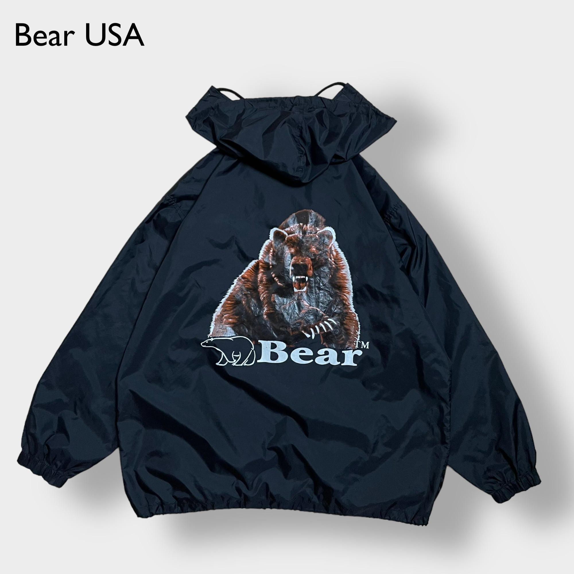 【人気再熱】90sオールドベアーBEAR USAロゴ刺繍ナイロンセットアップ上下