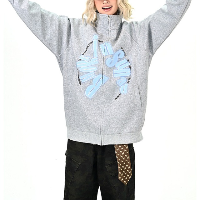 circle logo stand collar zip-up sweatshirt　サークルロゴスタンドカラージップアップスウェットシャツ　J1362