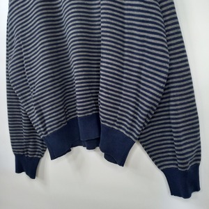 MARK ALEXANDER SPORT　クルーネック　ニット　スウェット　ボーダー　ネイビー　L