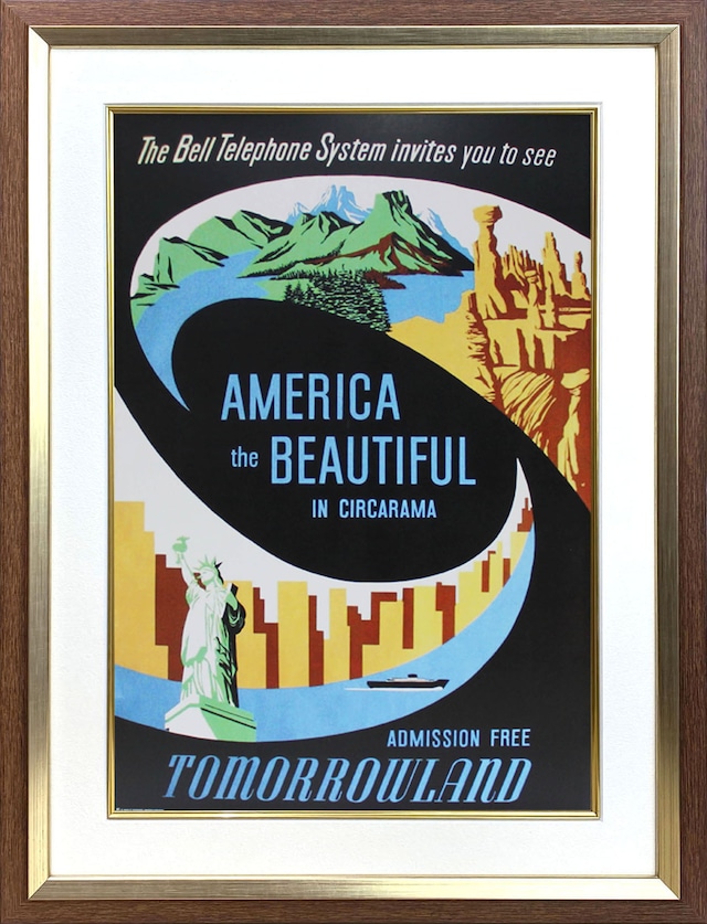 ディズニー テーマパーク「トゥモローランド/アメリカ・ザ・ビューティフル」展示用フック付額装ポスター