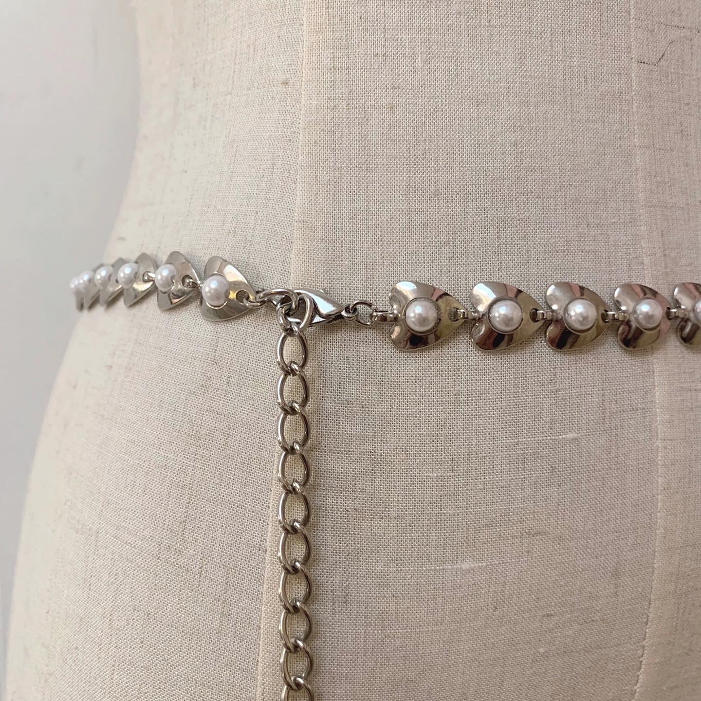 silver heart chain belt