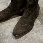 stitch design suede side zip boots