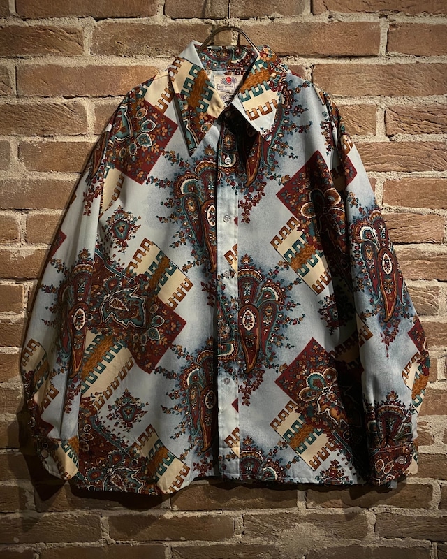 【Caka act3】"70's" "FRUIT OF THE LOOM" Paisley Pattern Loose L/S Shirt