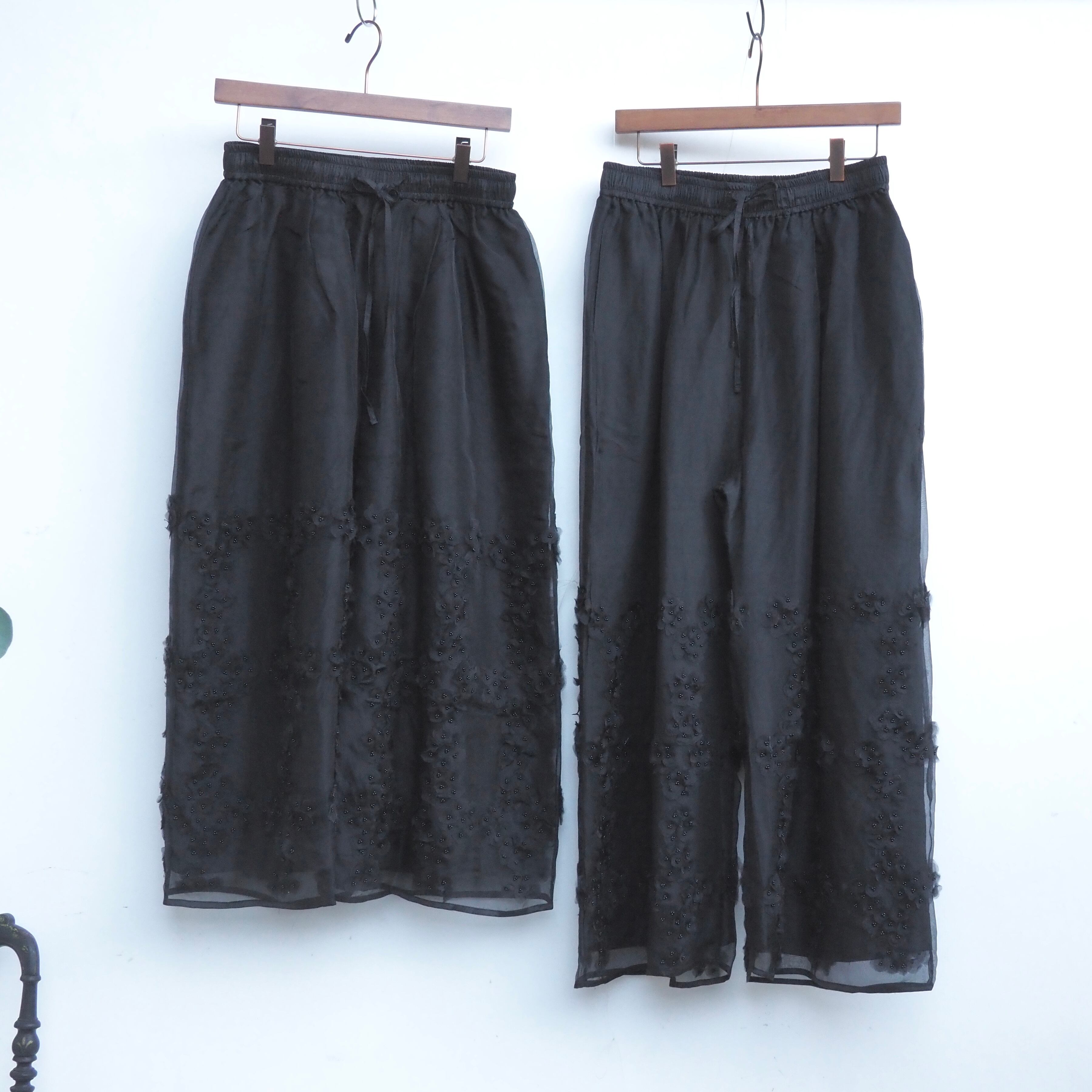 BUNON/Flower Layered Silk pants/シルクパンツ