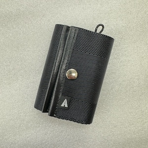 A WALLET (3つ折り/tri-fold type)・Black × Black/コンパクトな3つ折り財布