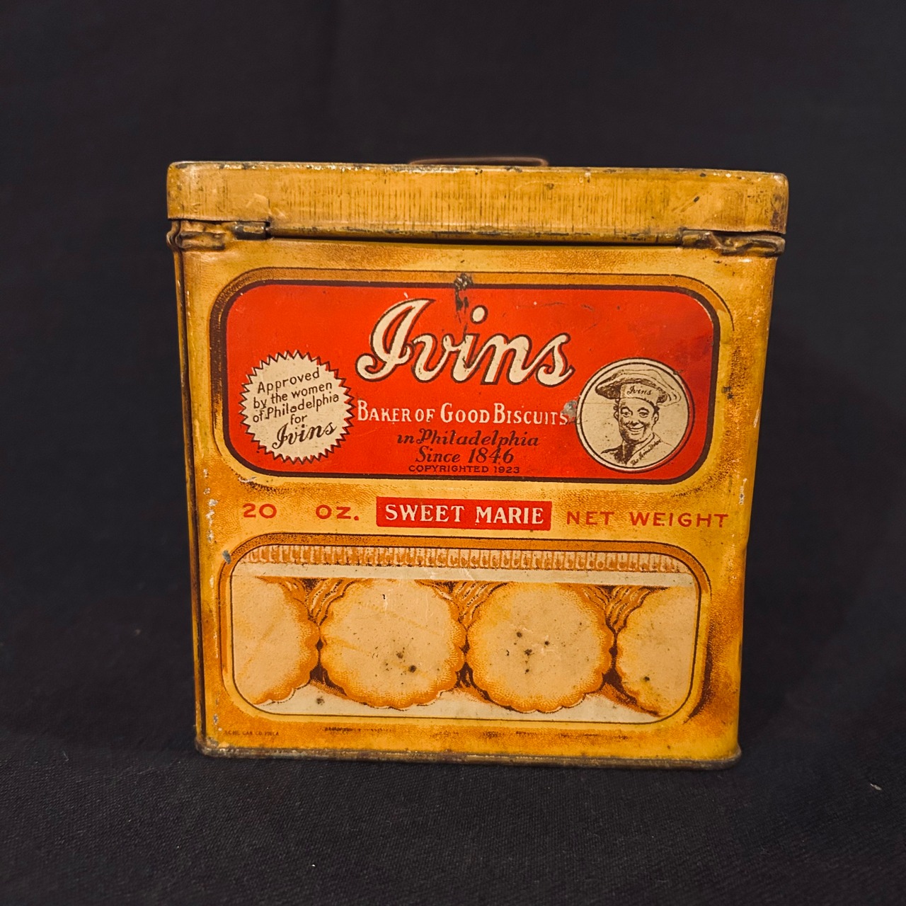 1930s アイヴィンズ スイートマリー ヴィンテージ ビスケット缶 IVINS “SWEET MARIE” Biscuit Tin T-874