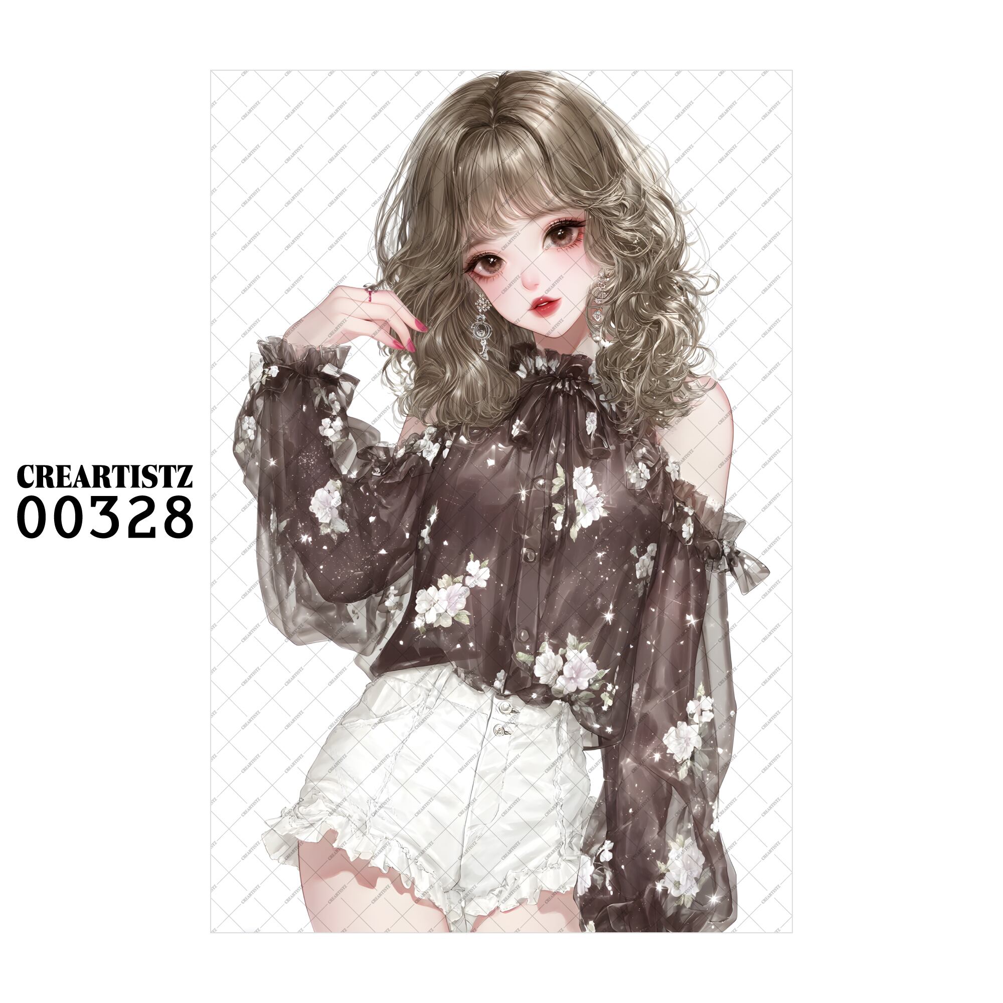 00328 ガール キュート オリジナル ペーパー/ステッカー 4枚セット CREARTISTZ