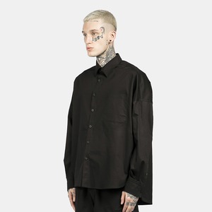 SALE 送料無料【HIPANDA ハイパンダ】メンズ シャツ MEN'S NEWSPAPER LONG SLEEVED SHIRT / BLACK