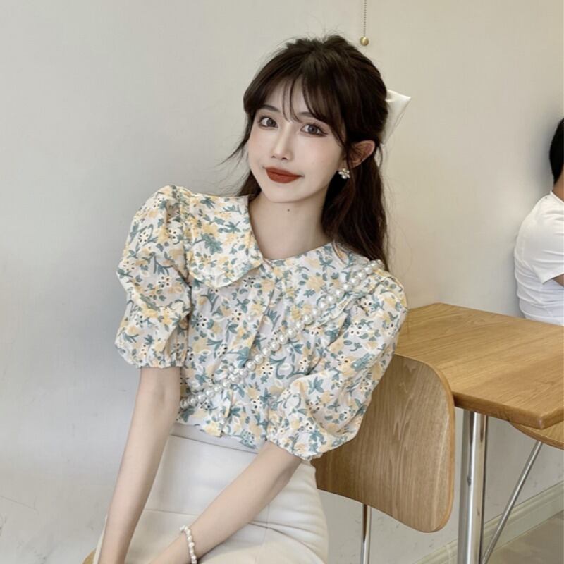 シャツ サマー薄手フローラルトップス 夏物 花柄 1号婦人78464437459