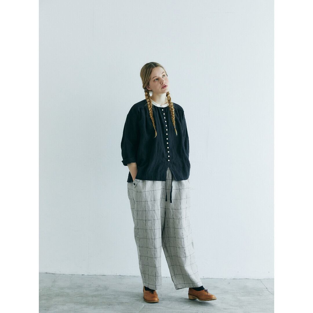 MAGALI マガリ ベルギーリネン・アンティーク・ブラウス・ブラック