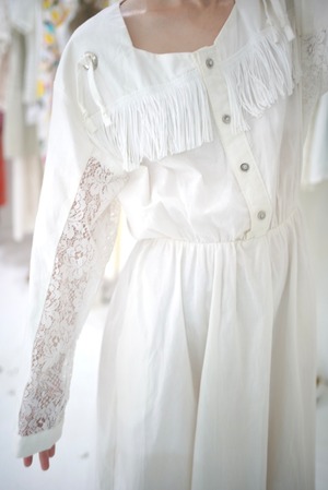white fringe lace dress