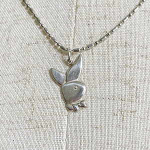 Old 925 Silver Bootleg PLAYBOY Rabbit Head Pendant Necklace