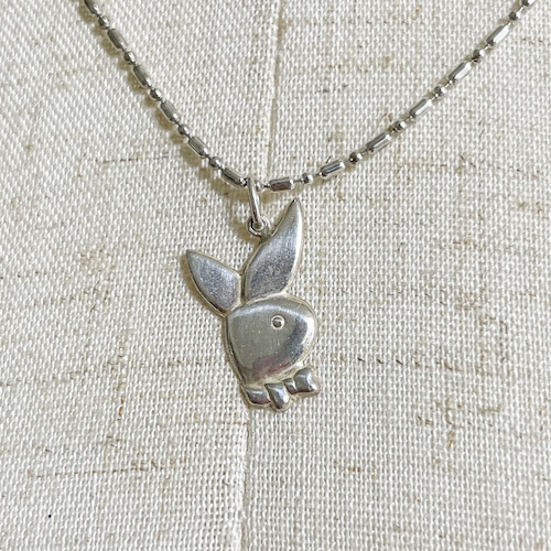 Old 925 Silver Bootleg PLAYBOY Rabbit Head Pendant Necklace