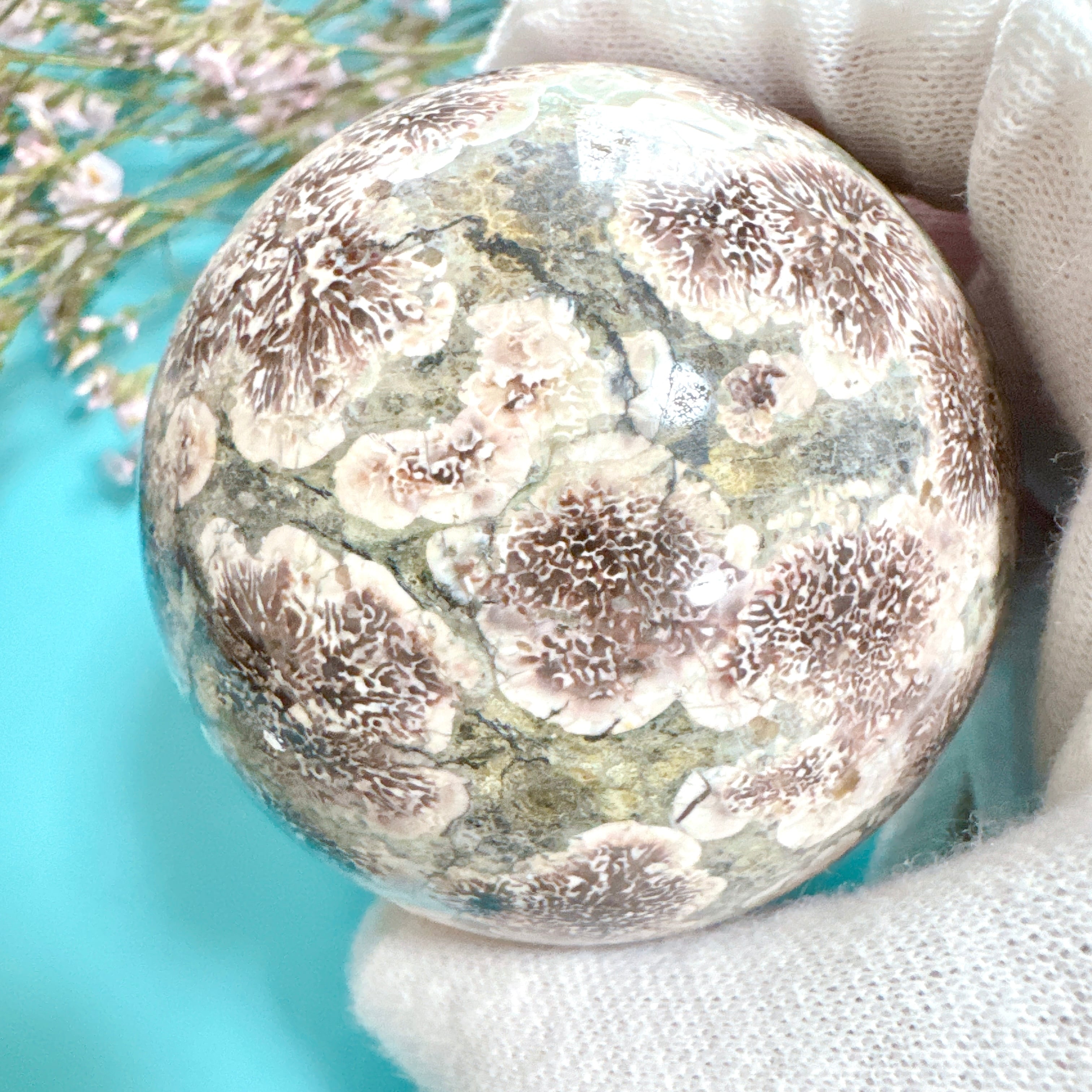 グリーンフラワージャスパー スフィア 丸玉 天然石 | Rinolis-interior