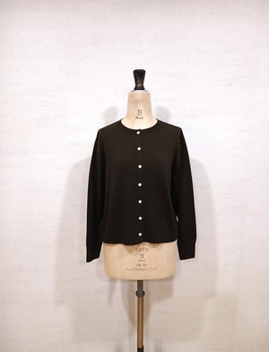 【Shiratakaknitichi】地球にやさしい♡なめらかタッチのクルーネックカーディガン  ブラウン