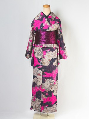 【即納レディースMサイズ】仕立て上がり 胴抜き「江戸天文学」ネオンピンク　[B1203]