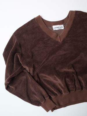 80-90s Border velour top "brown"