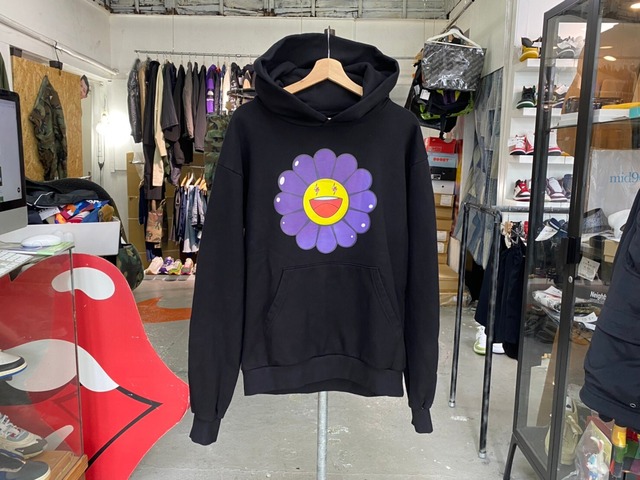 J.BALVIN × TAKASHI MURAKAMI MORADO LARGE FLOWER SWEAT HOODIE BLACK XS 09722