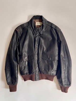 L.L.Bean エルエルビーン A-2 タイプ フライトジャケット 山羊革 ゴートスキン ブラック メンズ L相当 古着 ヴィンテージ 80年代 アメリカ製