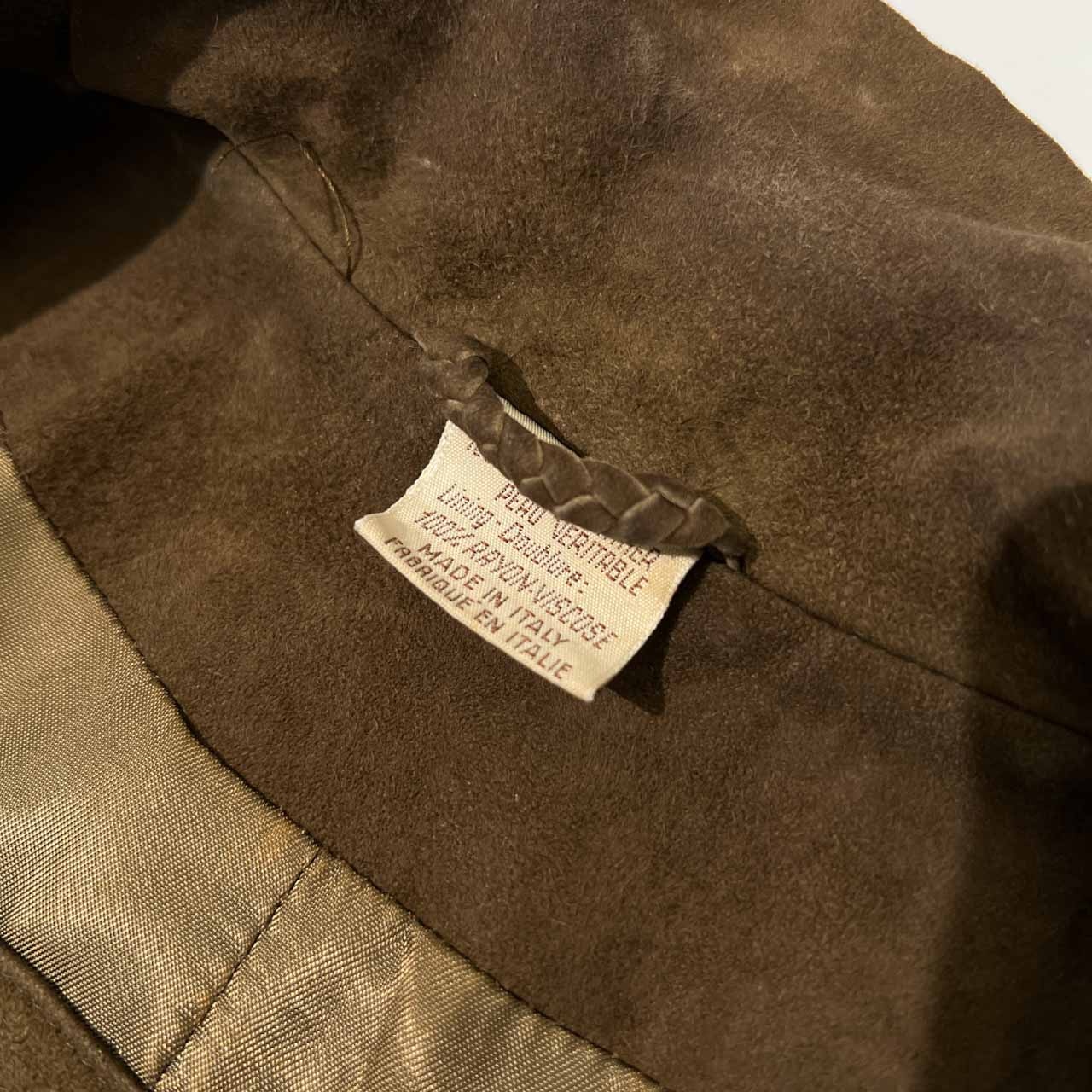 イタリア製 Mario Vittorio マリオヴィットリオ ビンテージ 本革 スエードレザー ダブル ジャケット 42 /ブラウン系/レディース
