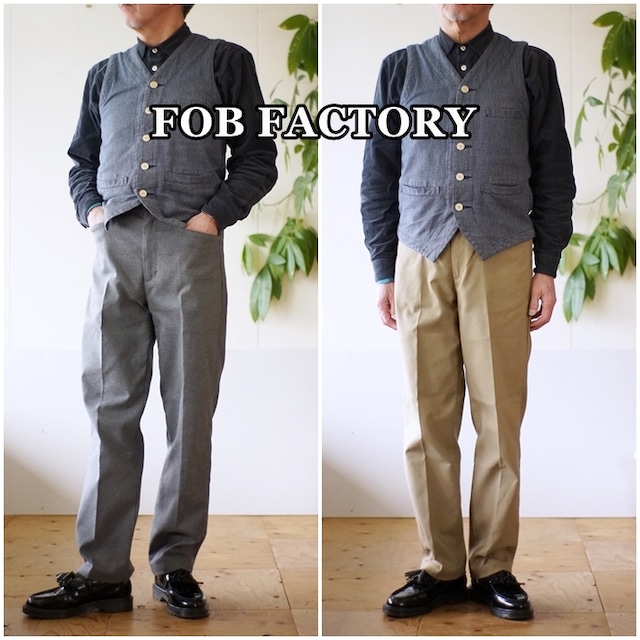 FOB FACTORY 　エフオービーファクトリー　 f0529 　ワイドトラウザーパンツ　STA-PREST WIDE TROUSERS　スタプレ