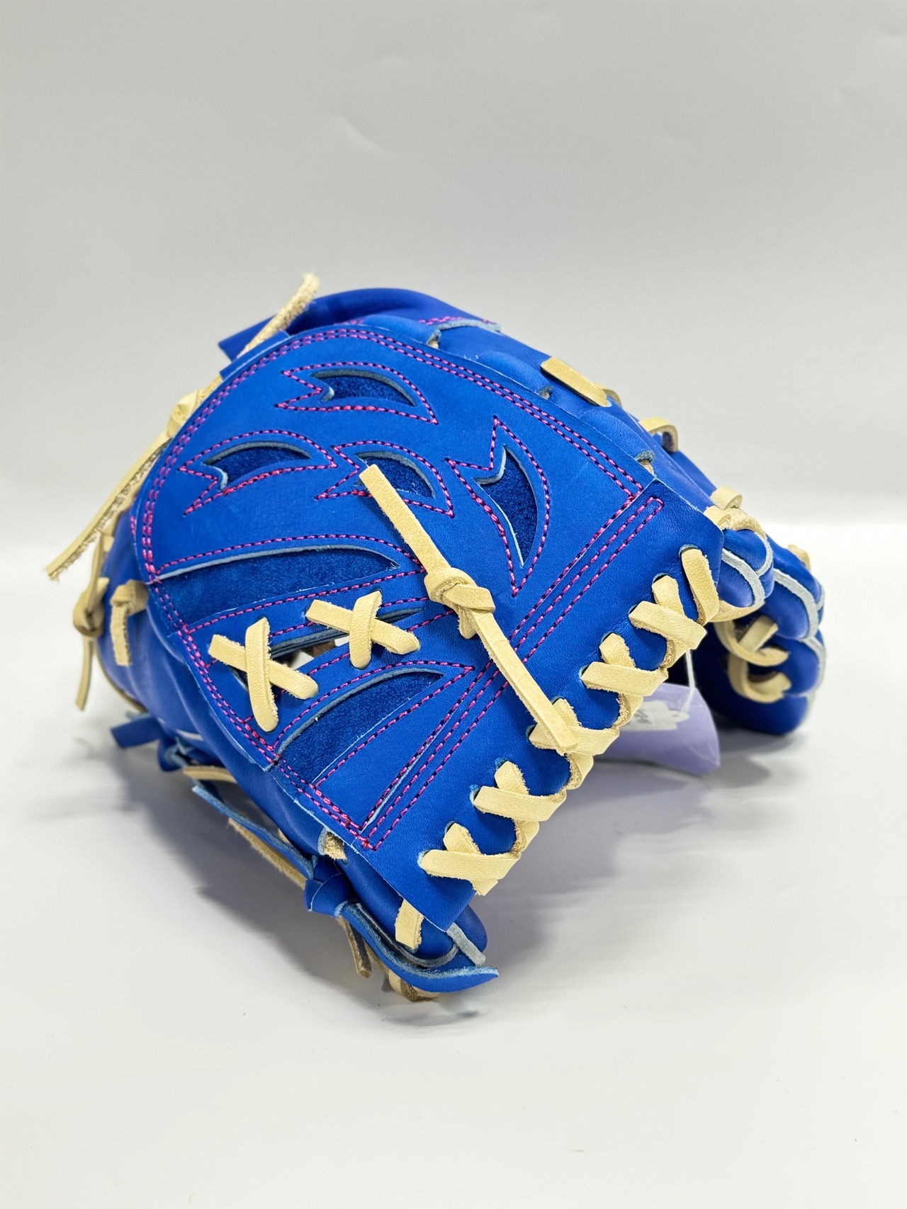No Limitｰノーリミット　ミチイオリジナル店舗別注グラブ　KSRｰ01型　ブルー×キャメル　ステッチカラーピンク・画像4