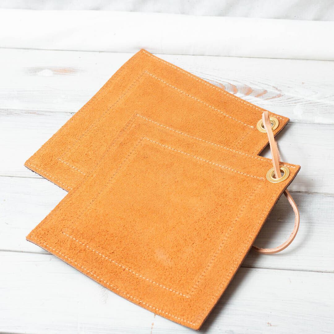 大きな革の鍋つかみ＆鍋敷き2枚セット