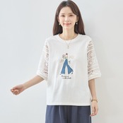 TRUBE ガールプリントレース袖 Tシャツ