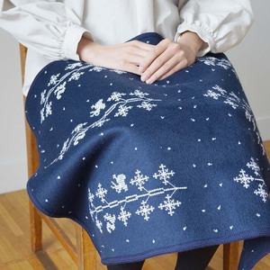 雪の木」 snow tree / blanket S navy