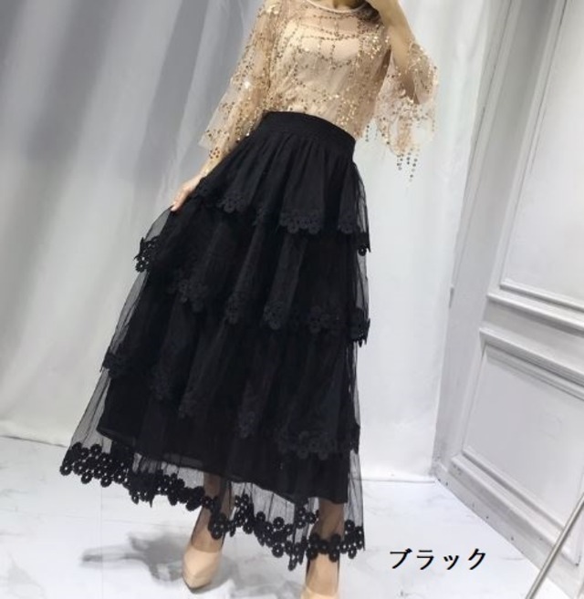 ロングスカート 4色 フレアスカート ロング丈 チュール 花柄 レトロ フレア おしゃれ こなれ感 大人 シック 大人っぽい 上品 落ち着いた かわいい 可愛い 大人可愛い きれいめ キレイ目 フェミニン 春 春物 春コーデ 春服 夏 夏物 夏コーデ 夏服 普段着 お出かけ デート