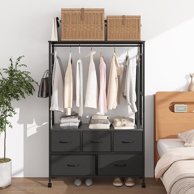 Huaniun ハンガーラック 頑丈 服 収納 ワードローブ 衣類 大容量 ハン Amazon｜Huaniun ハンガーラック 頑丈 服 収納 ワードローブ 衣類 大