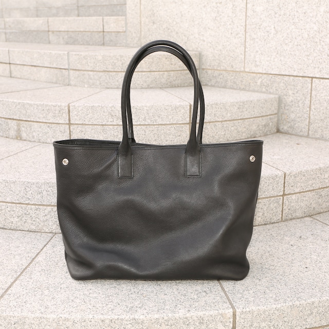 レザーワイドストックトートバッグ ブラック｜WKB LEATHER WIDE STOCK TOTE BAG 38×31×15 blk｜FB-107