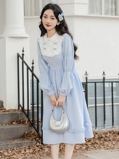 【0254】Frill Ribbon Neck Lolita Long Sleeve Dress