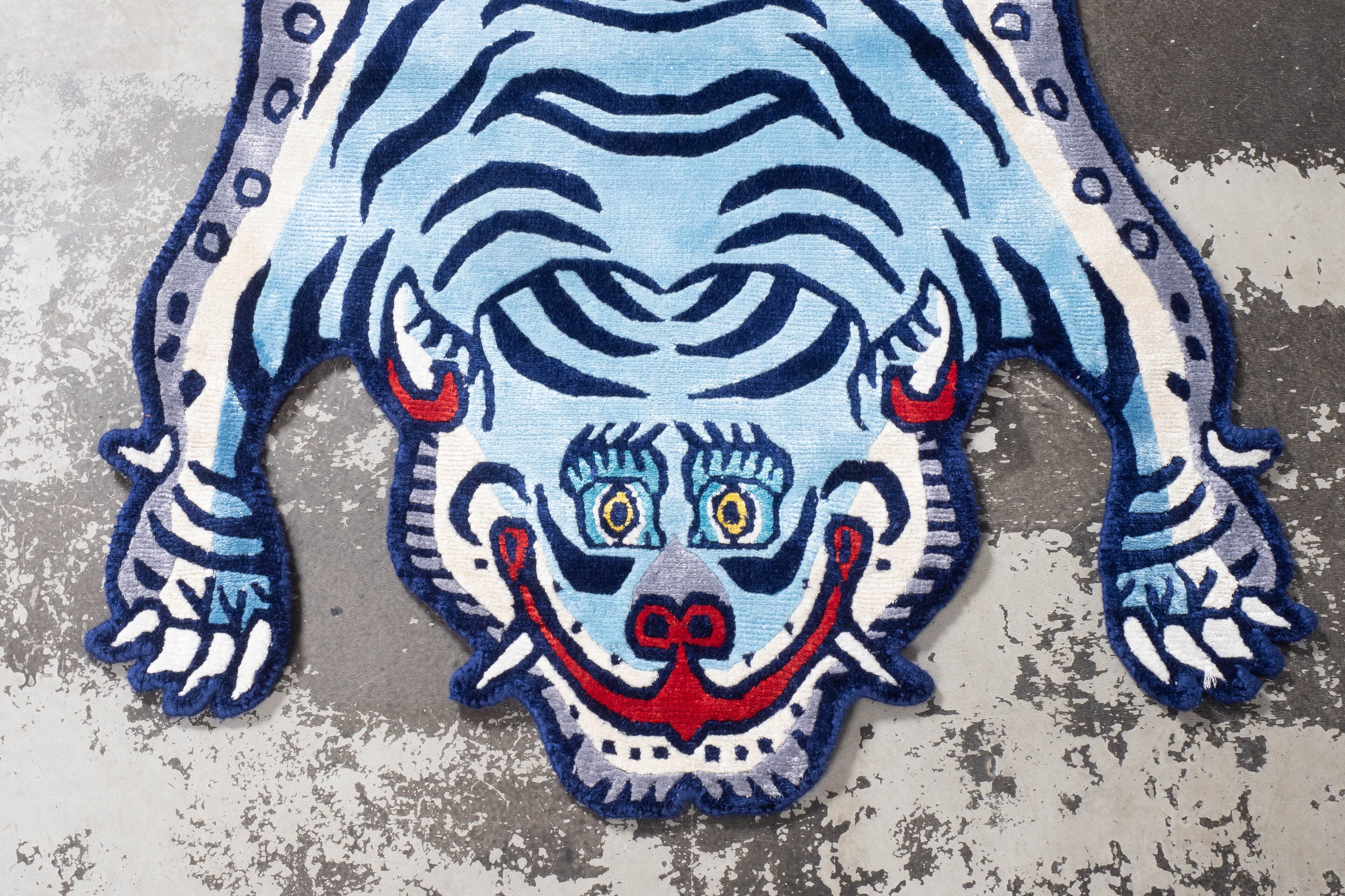 TIBETAN TIGER RUG S チベタンラグ Tibetan Tiger Rug 《Sサイズ•シルク073》チベタンタイガーラグ