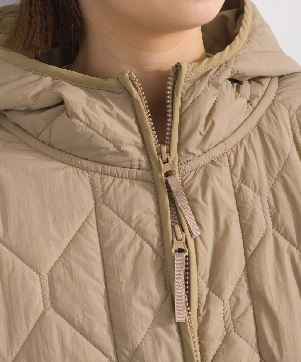 K53122 キルティングジャカードニット切替ZIPパーカー / Quilted