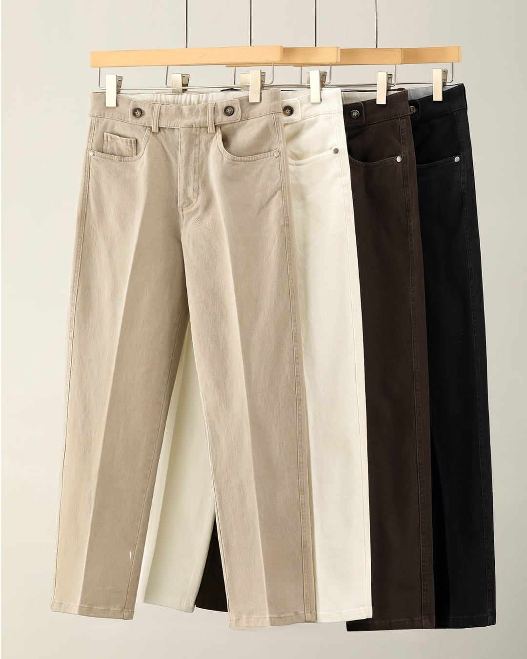 ウォッシュ加工 ワイドストレートデニム 4色 A0077