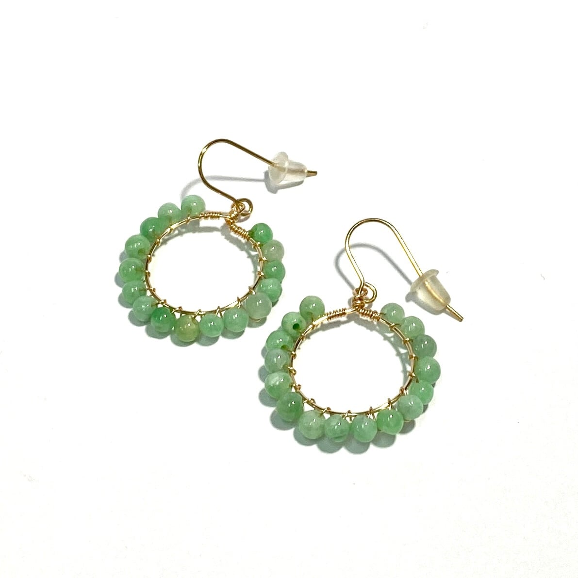 プルンと翡翠が可愛い！！翡翠フープピアス 大 A貨翡翠 mm1091